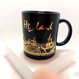 BOCKLING - HOLLAND MUG Cobalt Blue Gold Gilt Coffee‎ Cup Design 4"